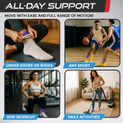 Sleeve Stars Ankle Brace for Women & Men, Ankle Wrap for Sprain, Compression Sleeve for Plantar Fasciitis Relief, Easy Customizable Support: w/ Removable Strap (Single/M:10"-12"/Black)