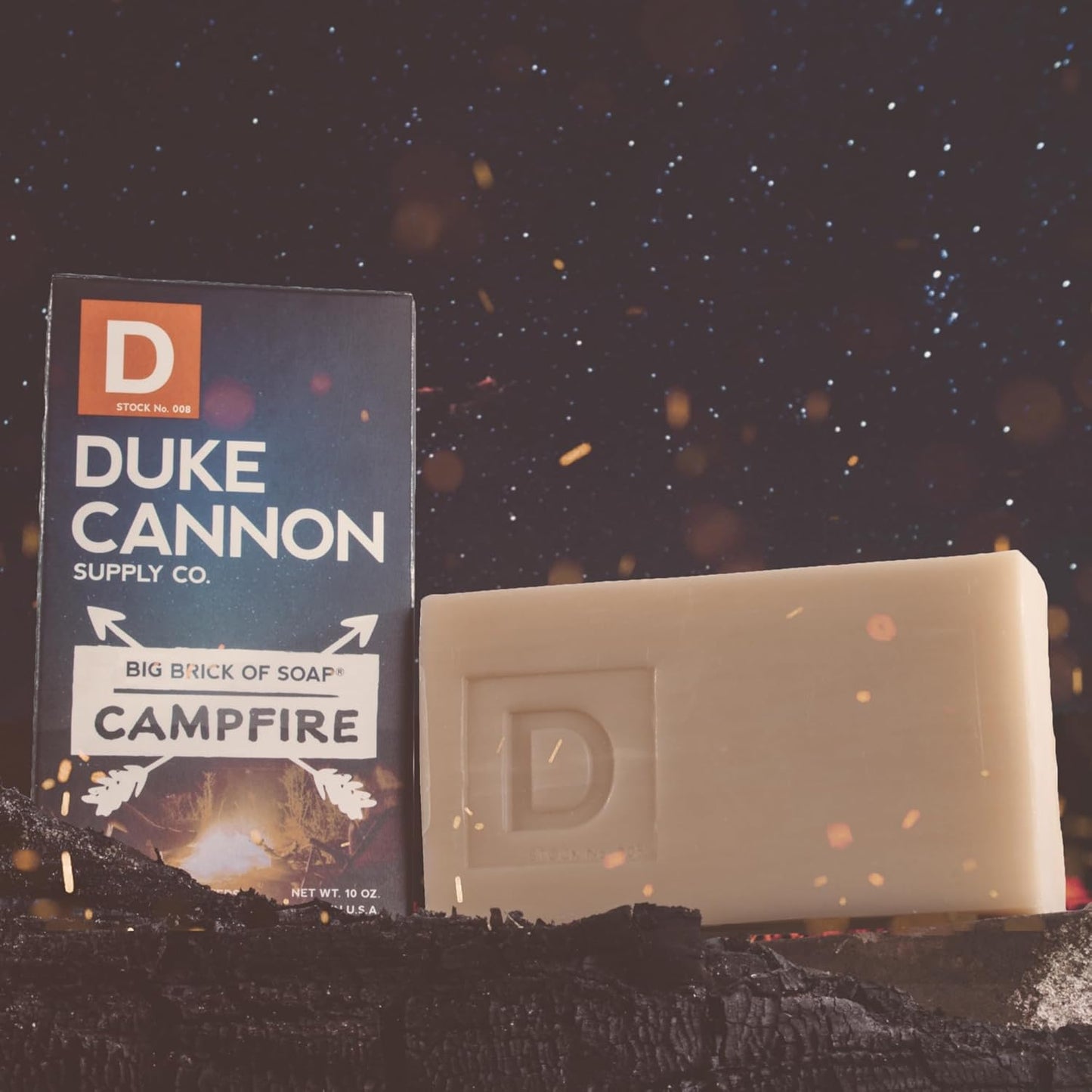 Duke Cannon Big Brick of Soap, Campfire - Triple Milled Bar, Smoky Hickory Scent, American-Made, Large Size, 10 oz. (6 Pack)