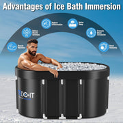 Upgrade 129 Gal XL Large Oval Ice Bath Tub for Athletes, Collapsible Cold Plunge Tub-Multiple Layered for Post-Exercise Recovery, Portable Bathtub for Home, Gyms, Indoor, Outdoor use