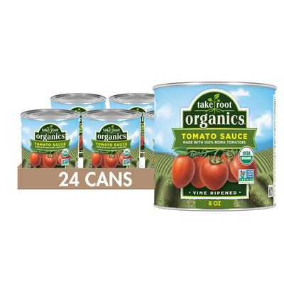 Take Root Organics Canned Organic Tomato Sauce, 8 oz Can (Pack of 24 Cans)