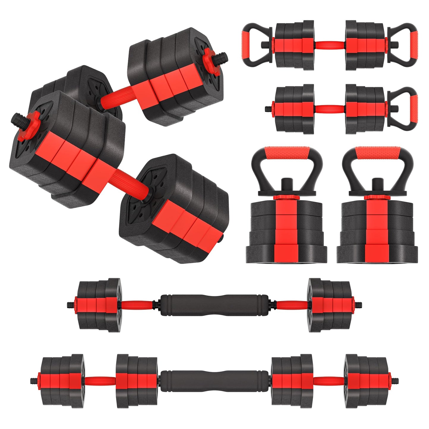 VIVITORY Dumbbell Sets Adjustable Weights, Free Weights with Connector, Non-Rolling Adjustable Dumbbell Set, Barbell for Home Gym, Hexagon, Cement Mixture