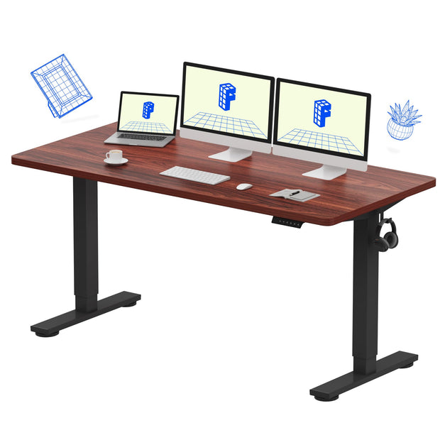 FLEXISPOT EN1 Whole-Piece Standing Desk, 48 x 24 Inches Height Adjustable Desk Stand up Desk Home Office Table for Computer Laptop (White Frame + Maple Desktop)