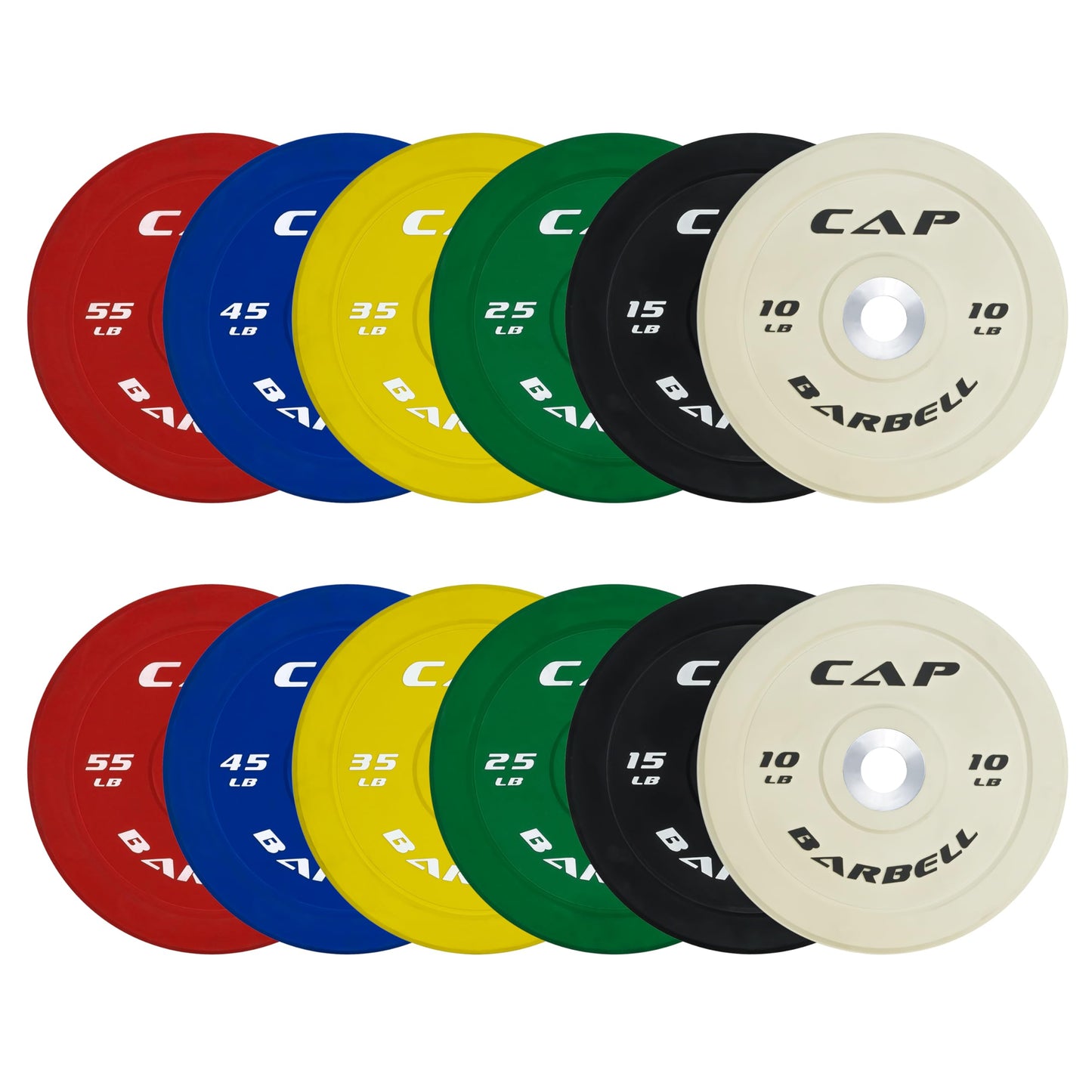 CAP Barbell 2-Inch Olympic Bumper Plate Weight Set | 100-370 lbs | Multiple Options