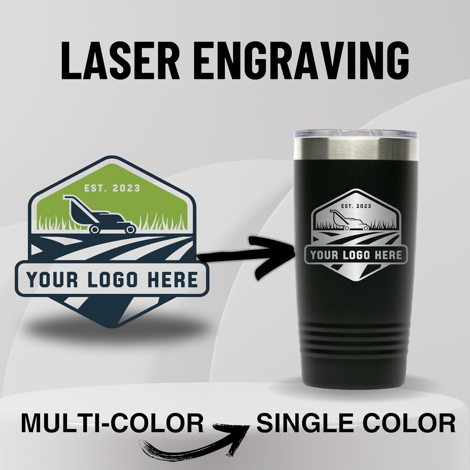 20oz Stainless Steel Tumbler - Upload Your Logo, Custom Engraved, Double Wall Vacuum Insulated Travel Mug, Ideal for Corporate Gifts, Events, and Sports Teams