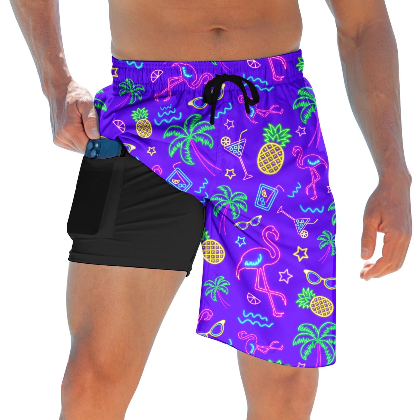 ALISISTER Mens Swim Trunks with Compression Liner Bathing Suit Summer Swimming Shorts