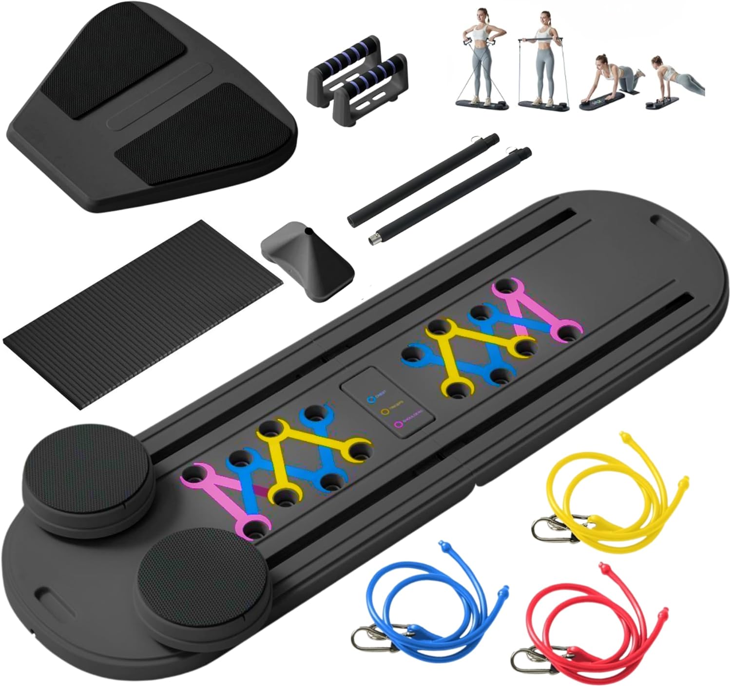 Pilates Reformer Board - Home Gym Workout Set for Core & Full Body Training, Pilates Exercise Equipment, Ab Machone, Compact Fitness Gear for Strength, Toning & Weight Loss