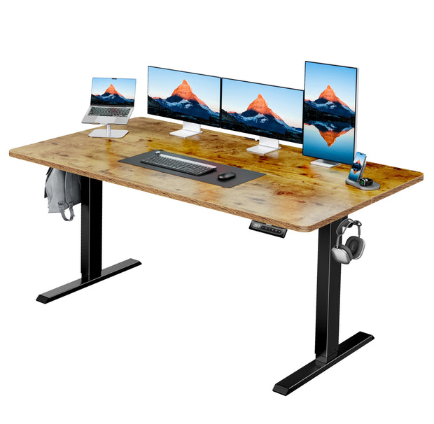 HUANUO 48" x 24" Electric Standing Desk Adjustable Height, 4 Memory Height Settings, Headphone Hook, Cable Manager, Sit Stand Up Desk for Home Office & Computer Workstation, Black