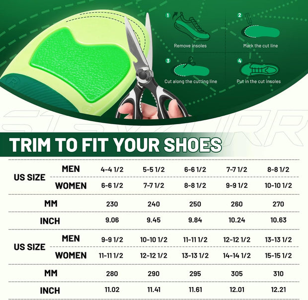 STSVZORR 220 lbs+ High Arch Support Insert Metatarsal Pad Pain Relief Men Women Plantar Fasciitis Insole Orthotic Flat Feet Heel Spur Comfort Standing All Day, Work Boots Shoe Insole