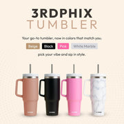 Leakproof, Eco-Friendly Tumbler Bottle – Multi-Use Protein Shaker, Smoothie Cup & Water Bottle – White Marble, Pink, Beige, Black (Pink, Pack Of 2)