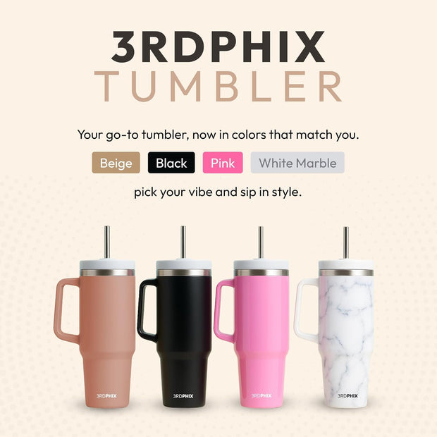 Leakproof, Eco-Friendly Tumbler Bottle – Multi-Use Protein Shaker, Smoothie Cup & Water Bottle – White Marble, Pink, Beige, Black (Pink, Pack Of 2)