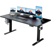 HUANUO 48" x 24" Electric Standing Desk Adjustable Height, 4 Memory Height Settings, Headphone Hook, Cable Manager, Sit Stand Up Desk for Home Office & Computer Workstation, Black