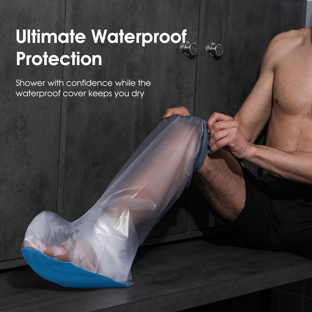 Waterproof Cast Cover for Shower Ankle Wound Protector Bath Adult Watertight Cast Bag Showering for Surgery Foot, Ankle, Burns Reusable (A-Foot)