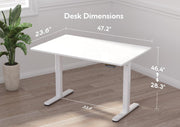 INNOVAR Glass Standing Desk, 48x24 Inch White Standing Desk Adjustable Height Electric Stand Up Quick Install for Computer Desks, Super White