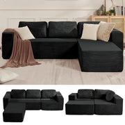 106" Cloud Sectional Couch, Left/Right Facing Convertible Sofa with Deep Seat, L-Shape Modular Upholstered Foam Couch for Living Room Bedroom, No Assembly Required (Corduroy Fabric, Beige)