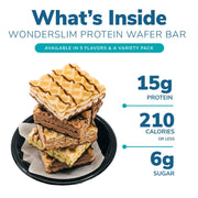 WonderSlim Protein Wafer Snack Bar, Variety Pack, 15g Protein, 5 Flavors, 0mg Cholesterol (5ct)