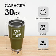 Personalized Custom Tumbler Print in USA 24 Pcs 30oz Stainless Steel Coffee Cup with Lid & Straw Double Wall Insulated Tumbler with Colorful Text Logo Photo