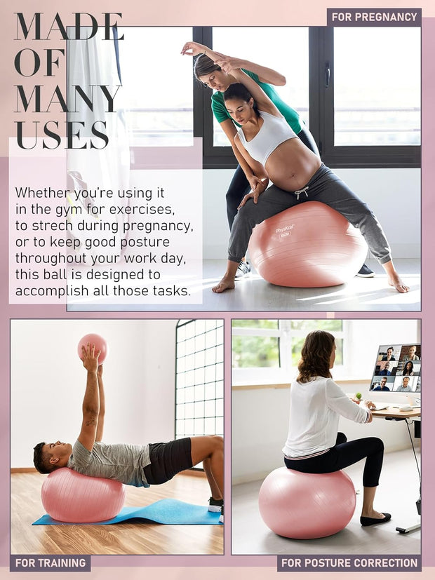 Yoga Ball for Exercise, Pilates Set, 4 Sizes Fitness Ball for Workout, Birthing, Pregnancy, Physical Therapy- Pump Included