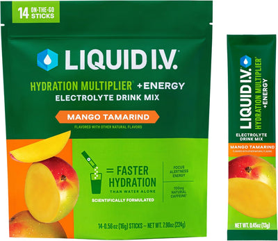 Liquid I.V.® Hydration Multiplier +Energy - Mango Tamarind | Electrolyte Powder Drink Mix | 1 Pack (14 Servings)