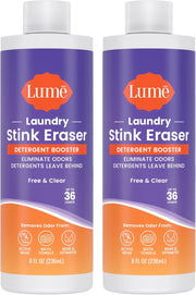 Lume Laundry Stink Eraser - Detergent Booster & Sink Soak - Eliminates Body Odor In Clothes - Odor Blasting Enzyme Blend - Makes Your Detergent Work Better - Free And Clear - 8 fluid ounces (2 Pack)