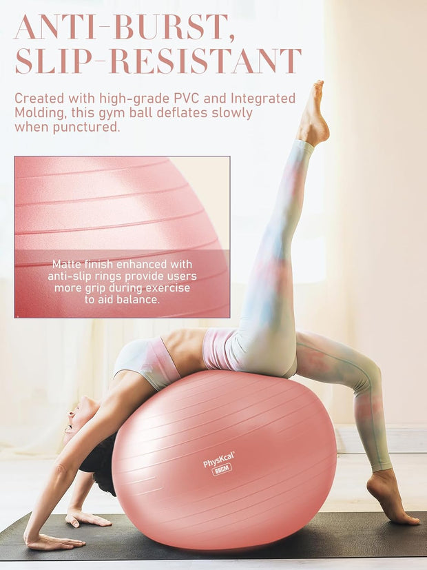 Yoga Ball for Exercise, Pilates Set, 4 Sizes Fitness Ball for Workout, Birthing, Pregnancy, Physical Therapy- Pump Included