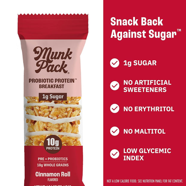 Munk Pack Sampler Pack Probiotic Protein Snack Bars Stocking Stuffers | 10g Plant Protein, 1g Sugar, 6g Fiber |Diabetic-Friendly Ideal Breakfast Bars - On-the-Go Snacks, Gluten-Free, Non-GMO | 5 Count