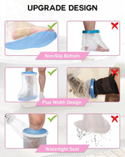Waterproof Extra Wide Full Leg Cast Cover for Shower with Non-Slip Bottom, Extra Large Watertight Leg Cast Protector for Thigh Foot Ankle Surgery Wounds, Knee Immobilizer/Brace, Walking Boots,Reusable