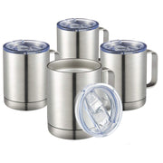 MEWAY 12oz Coffee Mug With Handle and Sliding Lid,Stainless Steel Travel Tumbler Cup with Handle,Double Wall Vacuum Insulated Camping Cup for Hot & Cold Drinks Tea (Purple,Set of 1)