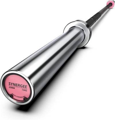 Synergee Open 15kg and 20kg Black Phosphate and Chrome Olympic Barbell. Rated 1000lbs for Weightlifting and Powerlifting.