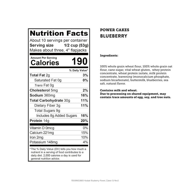 Kodiak Cakes Power Cakes, Pancake & Waffle Mix, Blueberry, High Protein,100% Whole Grains (Pack of 1), 18 Ounce