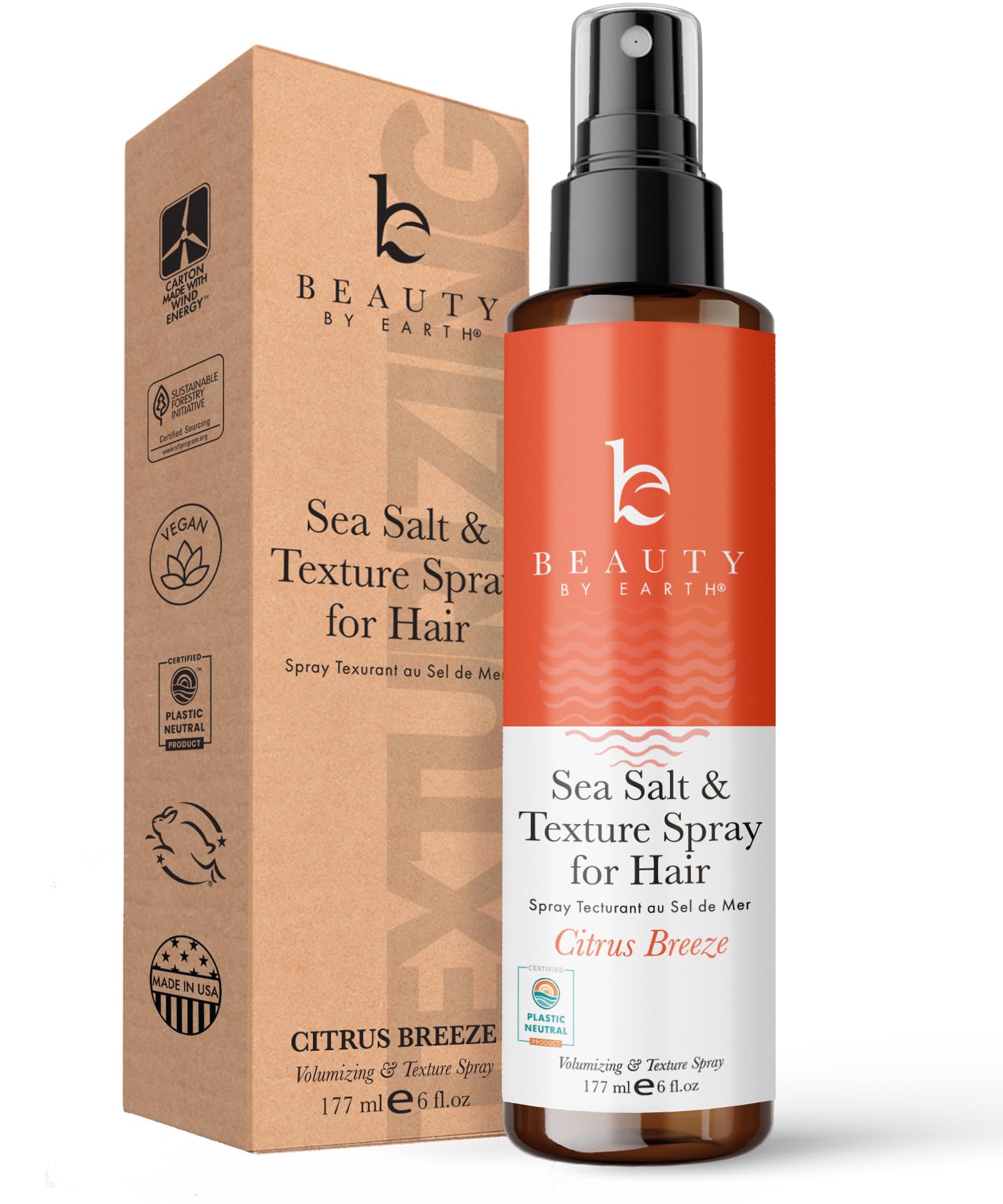 Beauty by Earth Sea Salt Spray for Textured Beach Waves & Volume - USA Made with Organic Ingredients, Texturing & Volumizing Spray for Fine Hair for Men & Women