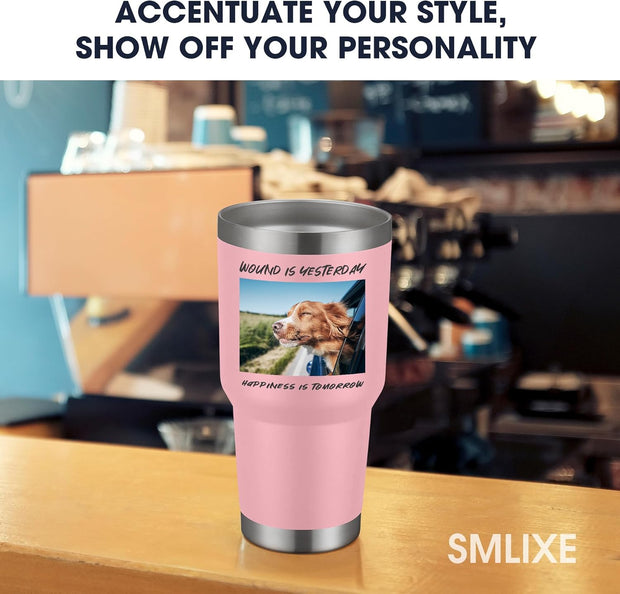 Personalized Custom Tumbler Print in USA 48 Pcs Double Wall Insulated Tumbler 32oz Stainless Steel Coffee Cup with Lid & Straw