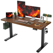 TIQLAB 55 * 24 Inches Electric Standing Desk, Adjustable Height Stand up Desk, Sit Stand Home Office Table with Splice Board, Light Walnut