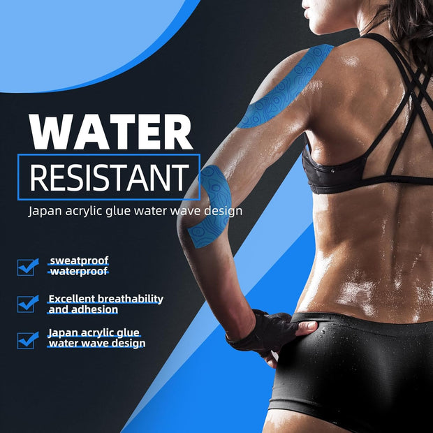 OK TAPE PRO Kinesiology Tape Uncut Roll, Elastic Physical Therapy Athletic Tape for Pain Relief, Muscle Support, Kinetic Tape, Water Resistant, 2in X 16.4ft -Black 2 Rolls