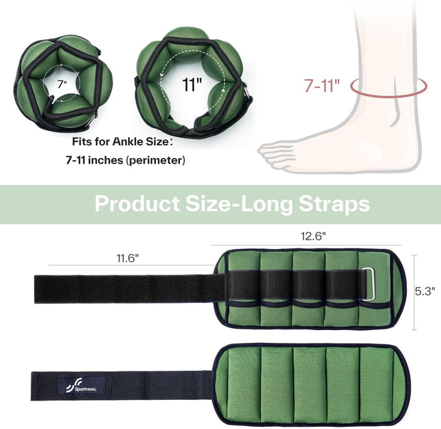 Sportneer Adjustable Ankle Weights for Women and Men 7 lbs/Pair Adjustable Leg Weights with Secure Straps, Strength Training Weighted for Yoga, Walking, Running, Aerobics, Gym, Physical Therapy