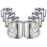 MEWAY 12oz Coffee Mug With Handle and Sliding Lid,Stainless Steel Travel Tumbler Cup with Handle,Double Wall Vacuum Insulated Camping Cup for Hot & Cold Drinks Tea (Purple,Set of 1)