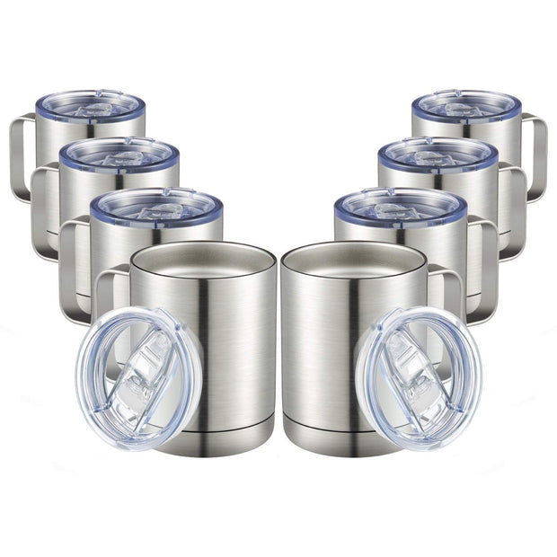 MEWAY 12oz Coffee Mug With Handle and Sliding Lid,Stainless Steel Travel Tumbler Cup with Handle,Double Wall Vacuum Insulated Camping Cup for Hot & Cold Drinks Tea (Purple,Set of 1)