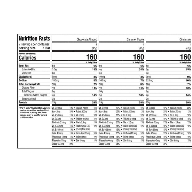 WonderSlim Meal Replacement Protein Bar, Variety Pack, 15g Protein, 20 Vitamins & Minerals (7ct)