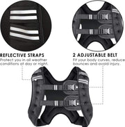 Prodigen Weighted Vest for Women and Men 8 12 16 20 25 30 Lbs with Reflective Stripe and Double Adjustable Buckle Straps Weight Vests for Strength Training, Jogging, Cardio, Weight Loss