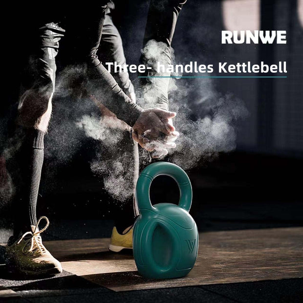 RUNWE 3 Handle Kettlebells Weight - Weight for Women Options 5, 10, 15 and 20 LB for Russian Twists AB Exercise, Weightlifting and Core Fitness Exercise Home Gym [Single in Sold]