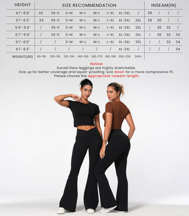 Sunzel Flare Leggings, Crossover Yoga Pants with Tummy Control, High-Waisted and Wide Leg