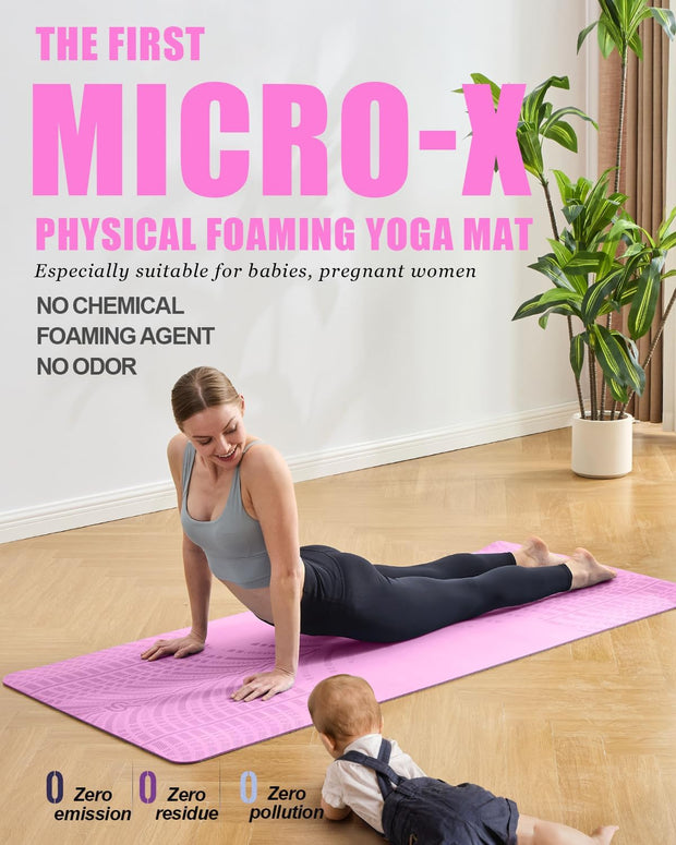 LOLLIPOP Thick Yoga Mat, Non-Slip Exercise Mat for Yoga, Pilates, Stretching Fitness & Exercise Mat with Easy-Cinch Carrier Strap