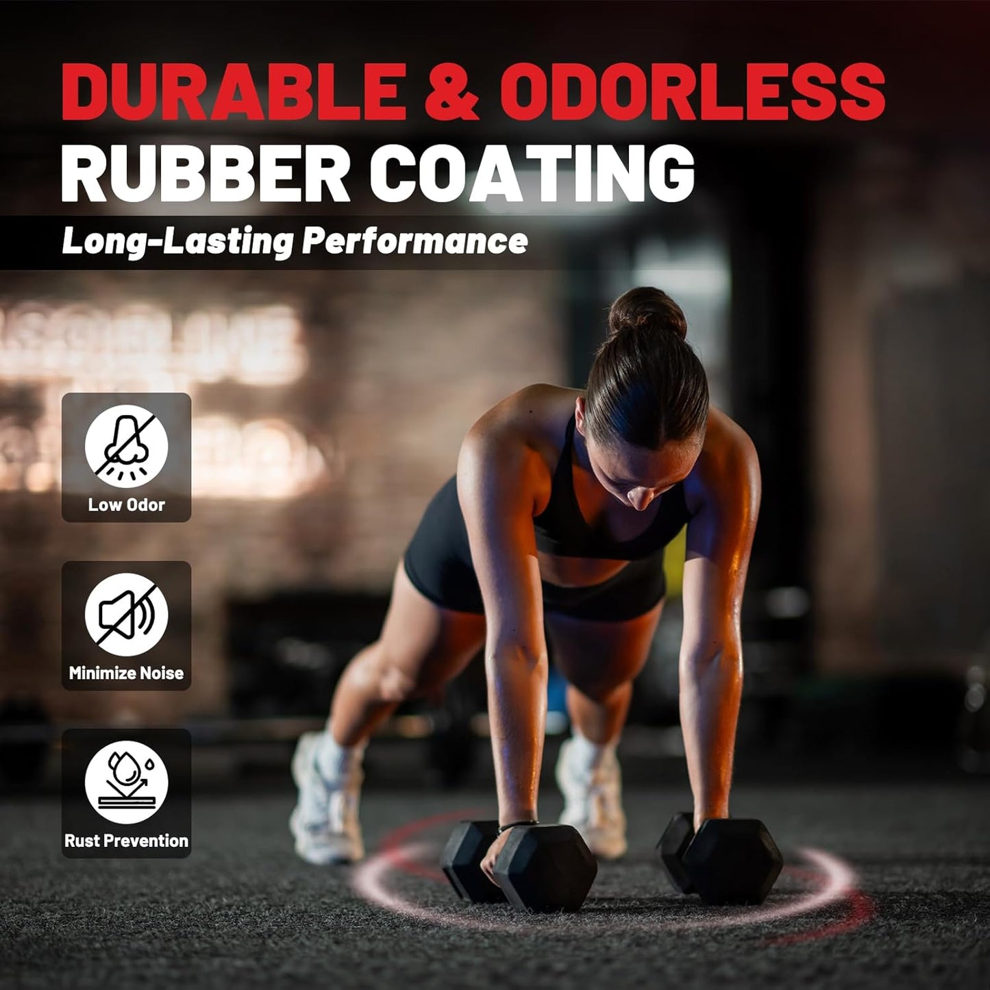 PAPABABE Hex Dumbbell Set with Rack, Rubber Encased Free Weight with Weight Storage Racks, Multiple Weight Options for Home Gym and Fitness