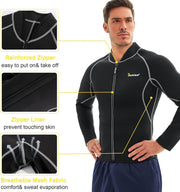 Men Sweat Neoprene Weight Loss Sauna Suit Workout Shirt Body Shaper Fitness Jacket Gym Top Clothes Shapewear Long Sleeve