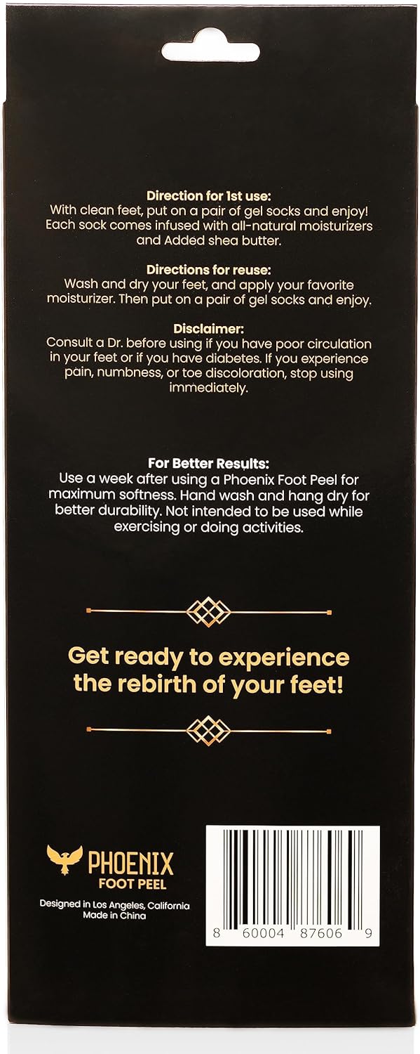 Moisturizing Gel Socks for Men - Extra Large - 2 Pairs - with Shea Butter - Paraben Free - Reuseable Moisturizing Socks - Phoenix Foot Peel™