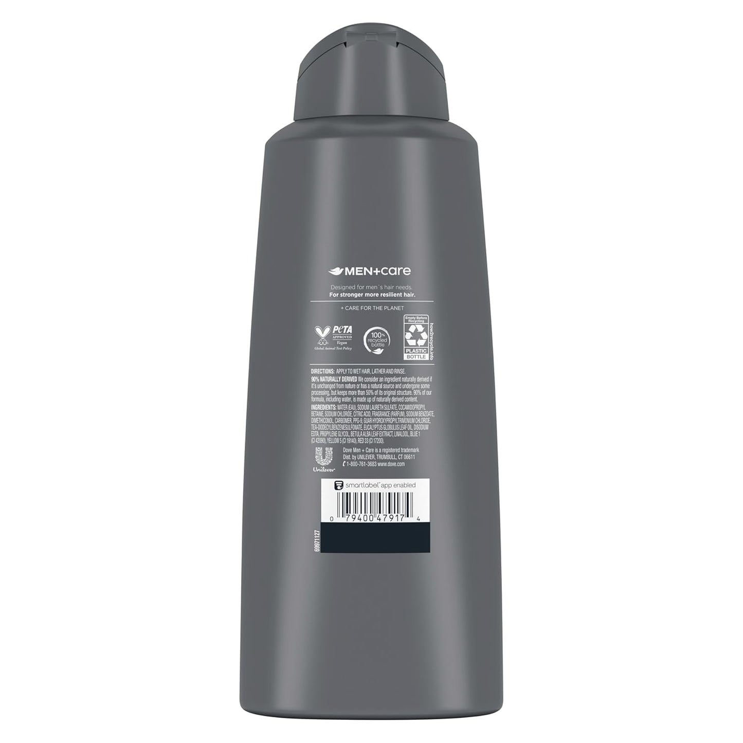 DOVE MEN + CARE Men 2 in 1 Shampoo and Conditioner Eucalyptus + Birch for Healthy-Looking Hair Naturally Derived Plant Based Cleansers 20.4 oz