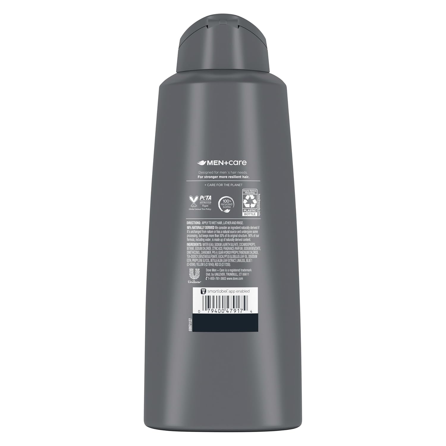 DOVE MEN + CARE Men 2 in 1 Shampoo and Conditioner Eucalyptus + Birch for Healthy-Looking Hair Naturally Derived Plant Based Cleansers 20.4 oz