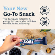 Tosi Nut Bars, Cashew Blueberry, Healthy Snacks for Adults & Kids, Plant Based Crunchy Bars (6G Protein), Organic Keto Snacks, Vegan, Gluten & Soy Free, Low Sugar, Omega 3s, 1oz, 12-Pack