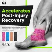 OK TAPE Kinesiology Tape for Ankle - 10 Precut Strips | Professional-Grade Water-Resistant & Breathable Ankle Tape for Sports Injury Recovery, Support, 10pcs, Pink