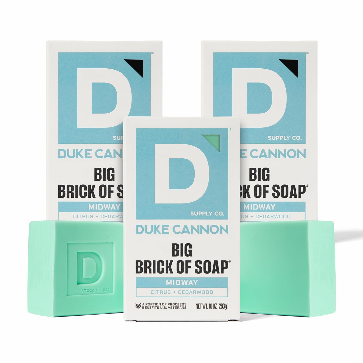 Duke Cannon Big Brick of Soap Midnight Swim - Refreshing Aquatic Scent with Green Top Notes, 10 oz. Men's Soap Bar (Pack of 3)
