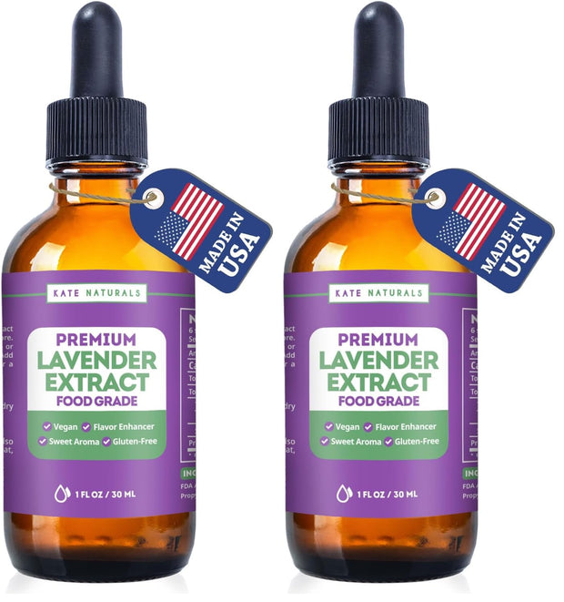 Kate Naturals Lavender Extract for Baking, Drinks, Coffee, Lattes. Food Grade Lavender Oil for Flavoring & Cooking (1oz, Sugar Free)